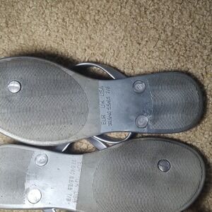 Silver Starfish Rhinestone Jelly Flip Flop Sandals Womens Size 7/8 Coastal Flat